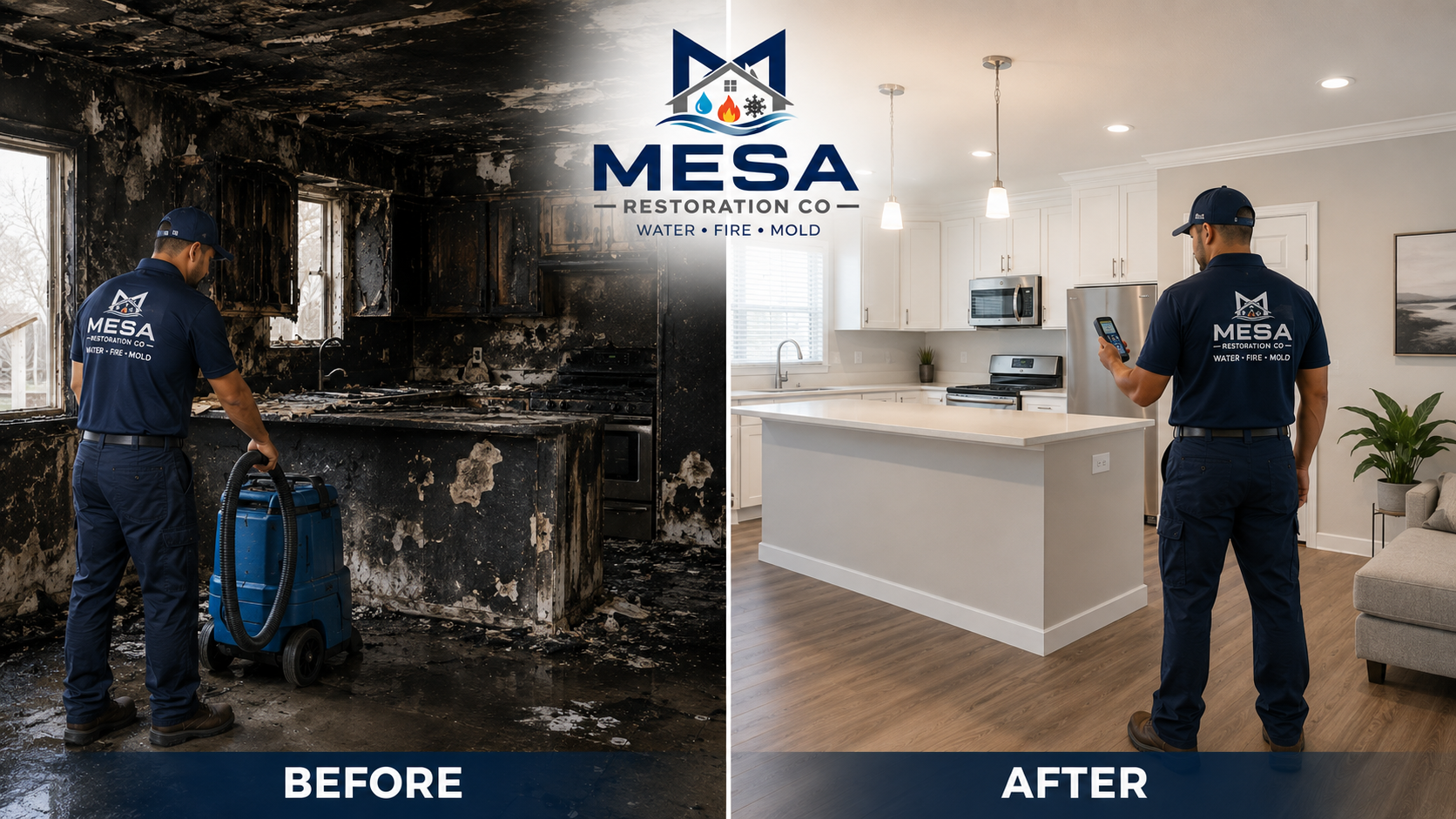Mold Remediation before and after, Mesa Restoration Co